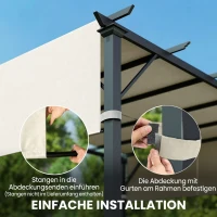 Outsunny Ersatzdach für Pergola mit UV-Schutz, Sonnensegel für Terrassenüberdachung für 3 x 3 m Pavillon, Cremeweiß(m-6)