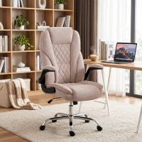 HOMCOM Fauteuil de bureau, chaise bureau ergonomique, hauteur réglable, accoudoirs relevables, 70 x 70 x 114-122 cm, rose(m-2)