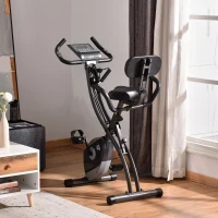 HOMCOM Cyclette Pieghevole Magnetica con 8 Livelli di Resistenza, Monitor LCD e Altezza Regolabile, 100x54x109cm, Grigio e Nero(m-10)