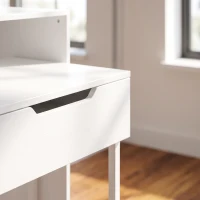 HOMCOM Secretária de Computador Extensível 100 cm com 2 Gavetas Secretária com Arrumação Estilo Moderno Branco(m-6)