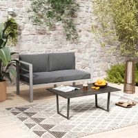 Outsunny Two-Seater Aluminium Garden Sofa - Grey(m-10)