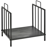 HOMCOM Range bûches Porte-bûches Etagère porte bois de cheminée charge max. 15 Kg dim. 44L x 33l x 46H cm métal époxy noir(m-12)