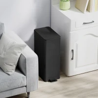 HOMCOM Mülleimer 20L, Soft-Close-Deckel, Deodorant-Fach, Fingerabdrucksicher, Edelstahl, Schwarz(m-9)