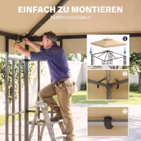 Outsunny Ersatzdach für Pavillon 3 x 3 m wasserdicht Pavillondach mit Doppeldach Ablauflöcher Beige(m-5)