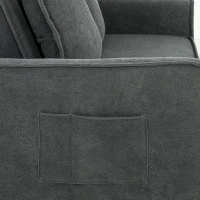 HOMCOM Sofá-Cama 2 Lugares 3 em 1 com Encosto Ajustável Bolsos Laterais 2 Almofadas para Sala Cinzento Escuro(m-13)