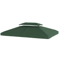 Outsunny Toldo de Recambio 4x3 m con Techo Doble Orificios de Drenaje y Protección UV Solo Toldo NO Incluye Marco Verde(m-11)