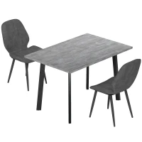 HOMCOM Dining Set, Kitchen Table with 2 Velvet Upholstered Chairs, Dark Grey(m-1)