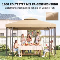 Outsunny Ersatzdach für Pavillon 3 x 3 m wasserdicht Pavillondach mit Doppeldach Ablauflöcher Beige(m-6)