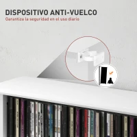 HOMCOM Estantería para CDs y DVDs Estrecha con 8 Compartimentos Estantes Ajustables 58x24x126,3 cm Blanco(m-6)
