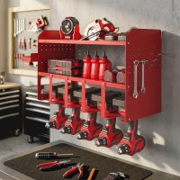 Outsunny Organizador de Herramientas de Jardín Estante de Almacenamiento de Pared de 2 Niveles para Garaje con Bandeja y Ganchos(m-2)
