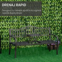 Outsunny, Băncuță de grădină, Cu masă de cafea integrată, Metal,150 x 58.5 x 90 cm, Negru(m-6)