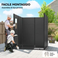 Outsunny Casetta da Giardino a 2 Ingressi con 3 Finestre e Prese d'Aria, in PP e Alluminio, 182x182x196 cm, Grigio Scuro(m-6)