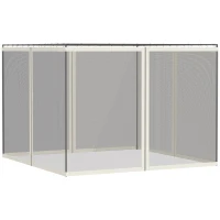 Outsunny Moustiquaires pour tonnelle barnum pavillon de jardin 3 x 4 m - lot de 4 moustiquaires zippées + crochets d'attaches(m-1)