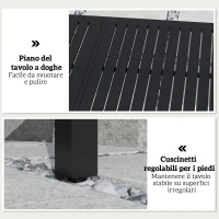 Outsunny Tavolo da giardino allungabile per 6-8 persone, alluminio con piano a doghe, nero.(m-6)