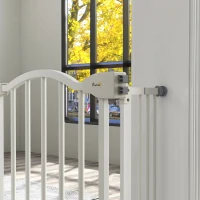 PawHut Poartă pentru câini extensibilă cu 4 șuruburi reglabile, din metal și plastic, 74-100x78 cm, alb(m-8)