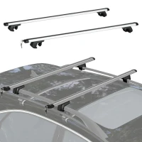 HOMCOM Barras de Techo Universales para Vehículos de Aluminio Bacas Portaequipajes Coche Automóvil Baca para Coche Universales con Cerradura Carga 75 kg 123,5 cm Plata(m-1)