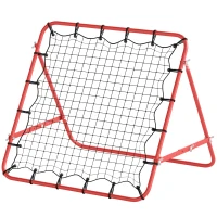 HOMCOM Rebounder für Fußball, 84 x 84 cm Fussball Rebounder mit stufenlos verstellbarem Winkel, Kickback Rückprallwand Fußballtor für Jugendliche Schuss-, Pass- und Ballannahmetraining Rot(m-10)