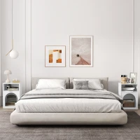 HOMCOM Lot de 2 tables de chevet, table de nuit avec compartiments ouverts, design arqué, 40 x 30 x 60 cm, blanc(m-8)