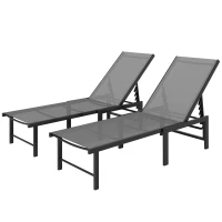 Outsunny Set of Two Reclining Sun Loungers - Grey(m-11)