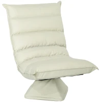 HOMCOM Fauteuil de sol paresseux pivotant 360° avec dossier inclinable design capitonné 62 x 62 x 95 cm beige(m-1)