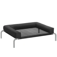 PawHut Elevated Dog Bed with Removable Bolsters, Raised Dog Bed for Small Breeds, Portable Indoor & Outdoor Pet Cots, Black(m-1)