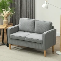 HOMCOM Zweisitzer-Sofa mit Stauraum und soliden Holzbeinen, für Wohnzimmer, Schlafzimmer, 117 x 63 x 79 cm, Hellgrau(m-10)