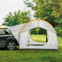 Outsunny Autozelt Campingzelt, 3 Türen, wetterbeständig, 239cm x 210cm x 210cm, Orange + Grau(m-10)