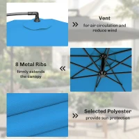 Outsunny 3m Overhanging Cantilever Parasol, with Cross Base - Blue(m-6)