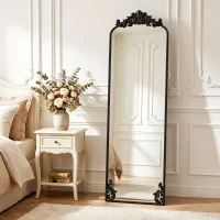 HOMCOM Floor Mirror, 50 x 160 cm Full Length Mirror with Baroque Metal Frame for Bedroom, Living Room, Dressing Room, Black(m-9)