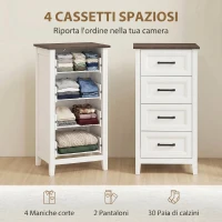 HOMCOM Cassettiera 4 Cassetti per Camera da Letto e Soggiorno, in Legno, 45x35x87 cm, Bianco e Marrone(m-5)