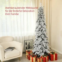 HOMCOM Weihnachtsbaum künstlich 210 cm Christbaum wie echt mit 800 dichten Zweigen, Kunstschnee, Auto-Öffnung(m-4)