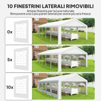 Outsunny Tendone da Giardino 10x5 m con 10 Pareti Laterali Rimovibili, in PE e Metallo Galvanizzato, Bianco(m-4)