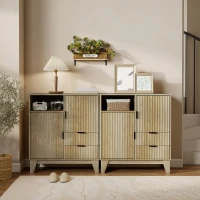 HOMCOM Buffet salon, meuble de rangement, 2 portes, 2 tiroirs, étagère réglable, compartiment ouvert, 80x40x90cm, bois naturel(m-9)