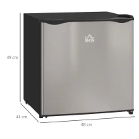 HOMCOM 46 Litre Table Top Mini Fridge, Small Fridge with Ice Box, Reversible Door, Adjustable Temperature and Legs for Bedrooms, Home Office, Silver Tone(m-3)
