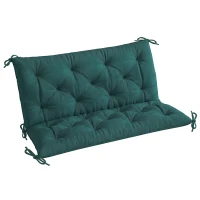 Outsunny 2 Seater Bench Pad, Garden Chair Cushion with Back and Ties for Indoor and Outdoor Use, 98 x 100 cm, Green(m-1)