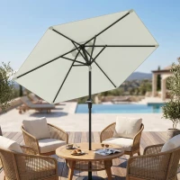 Outsunny Parasol de jardin parasol droit parasol hexagonal inclinable Ø 2,3 x 2,16 m métal polyester haute densité 180 g/m² crème(m-10)