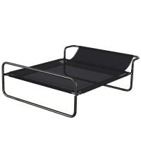 PawHut Lit surélevé pour chiens animaux de compagnie avec appui-tête tissu micro-perforé 106 x 81 x 33 cm noir(m-1)