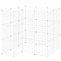 PawHut Recinto per Animali Domestici Piccoli con 36 Pannelli di Metallo Modulabili con Porta, Bianco(m-11)