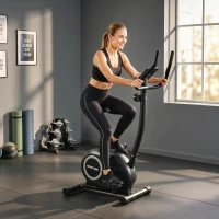 SPORTNOW Cyclette Magnetica con Resistenza a 8 Livelli, Display LCD e App Bluetooth, Metallo, 86x51x128 cm, Nero(m-2)