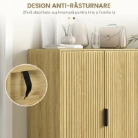 HOMCOM Pantofar Compact pentru 15 Perechi de Pantofi, cu 4 Rafturi Reglabile, 80x38x110cm, Stejar(m-7)