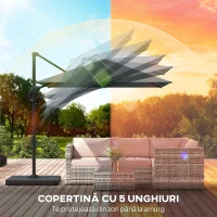 Outsunny Umbrelă de grădină suspendată, 2,4x2,4m, gri(m-8)