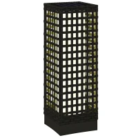 Outsunny Außenleuchte mit Solarmodul, Einschaltautomatik, 8 h Betriebszeit, Rattanoptik, Stahl, 15,5 x 15,5 x 46 cm, Schwarz(m-12)