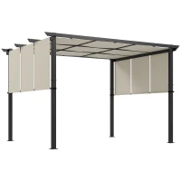 Outsunny Markise Sonnenschutz. Pergola, wetterbeständig,  inkl. Befestigungsmaterial, 3 x 3,5 m, Beige(m-12)