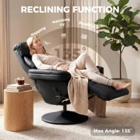 HOMCOM Upholstered Reclining Armchair, Manual Recliner Chair with Footrest and Adjustable Backrest, Black(m-4)