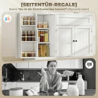 HOMCOM Modernes Küchen-Sideboard mit Schublade, verstellbaren Regalen, kleine Küchen-Vorratskammer mit Türfächern, Weiß(m-5)