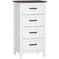 HOMCOM Comodă îngustă compactă economisire spațiu, MDF, 45 x 35 x 87 cm, Alb și Maro(m-1)