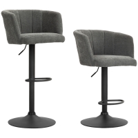 HOMCOM Barhocker 2er-Set, Schalenrücken, höhenverstellbar, Fußstütze, für Küche oder Esszimmer, Metallbasis, Dunkelgrau