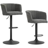 HOMCOM Barhocker 2er-Set, Schalenrücken, höhenverstellbar, Fußstütze, für Küche oder Esszimmer, Metallbasis, Dunkelgrau(m-1)