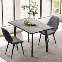 HOMCOM Dining Set, Kitchen Table with 2 Velvet Upholstered Chairs, Dark Grey(m-8)