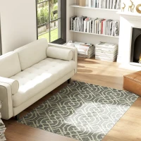 HOMCOM UV Resistant Indoor & Outdoor Area Rug, Easy-Cleaning Machine Washable Rug with Geometric Pattern for Patio, Garden, Kitchen, Bathroom or Living Room, 170 x 120 cm, Grey(m-10)